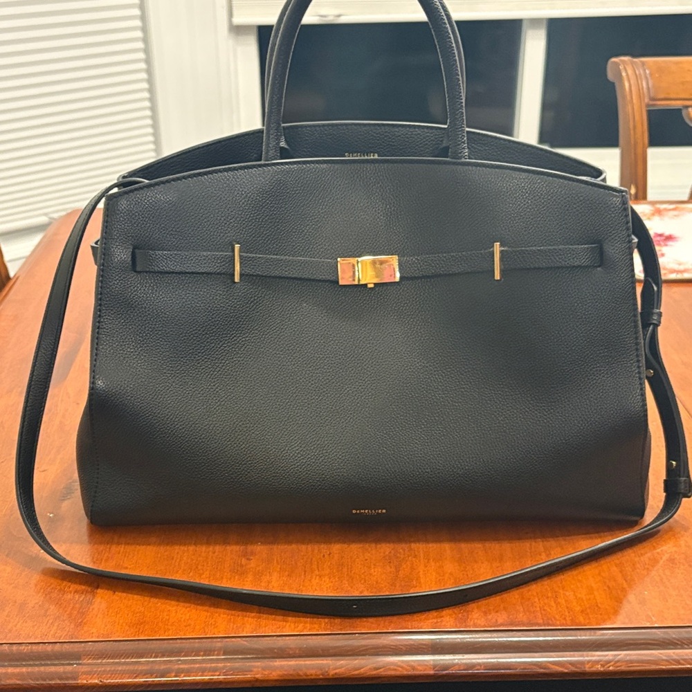 DeMellier Black Shoulder Bag with Gold Accents